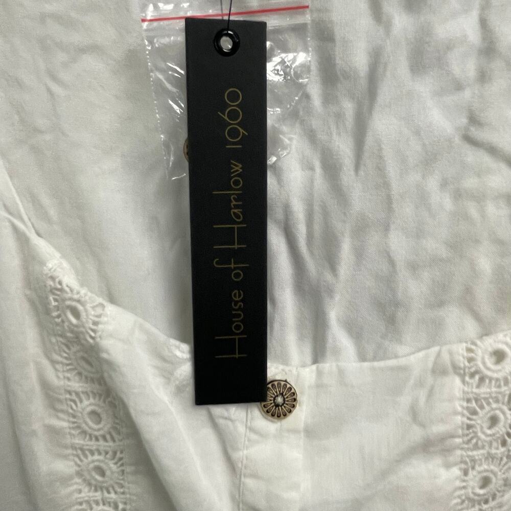 House of Harlow 1960 White Eyelet Button-Front Mini Dress - Picture 8 of 8